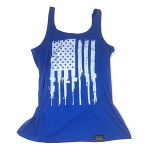 Grunt Style Rifle Flag Graphic Tank Top Royal Blue XXL